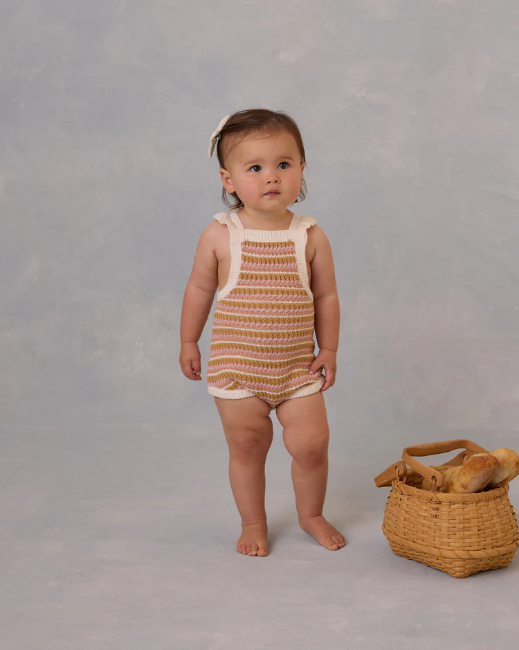 Crochet Romper | Pink Stripe | Rylee & Cru