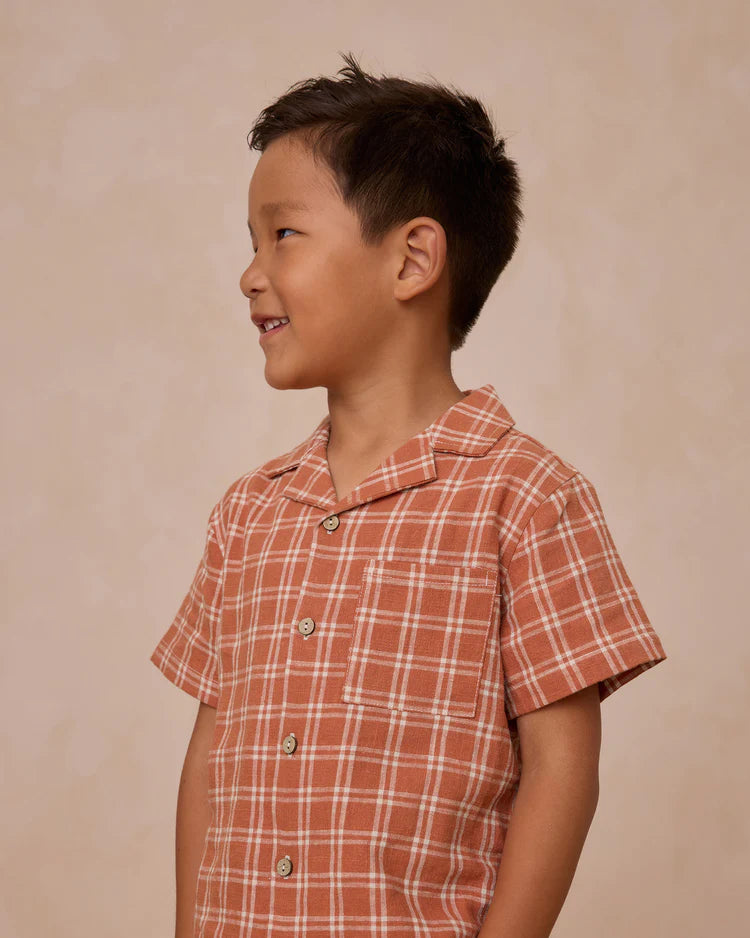 Lapel Collared Shirt | Poppy Check | Rylee & Cru