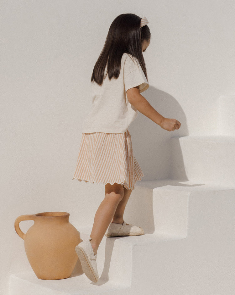 Smocked V Mini Skirt | Grapefruit Stripe | Rylee & Cru
