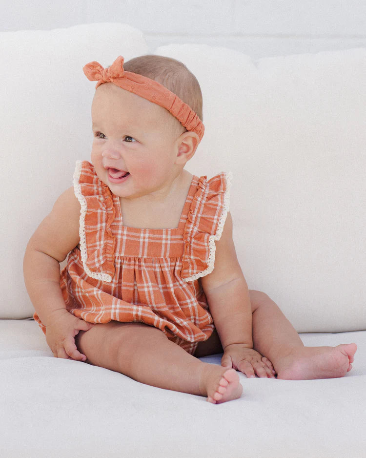 Maya Romper | Poppy Check | Rylee & Cru