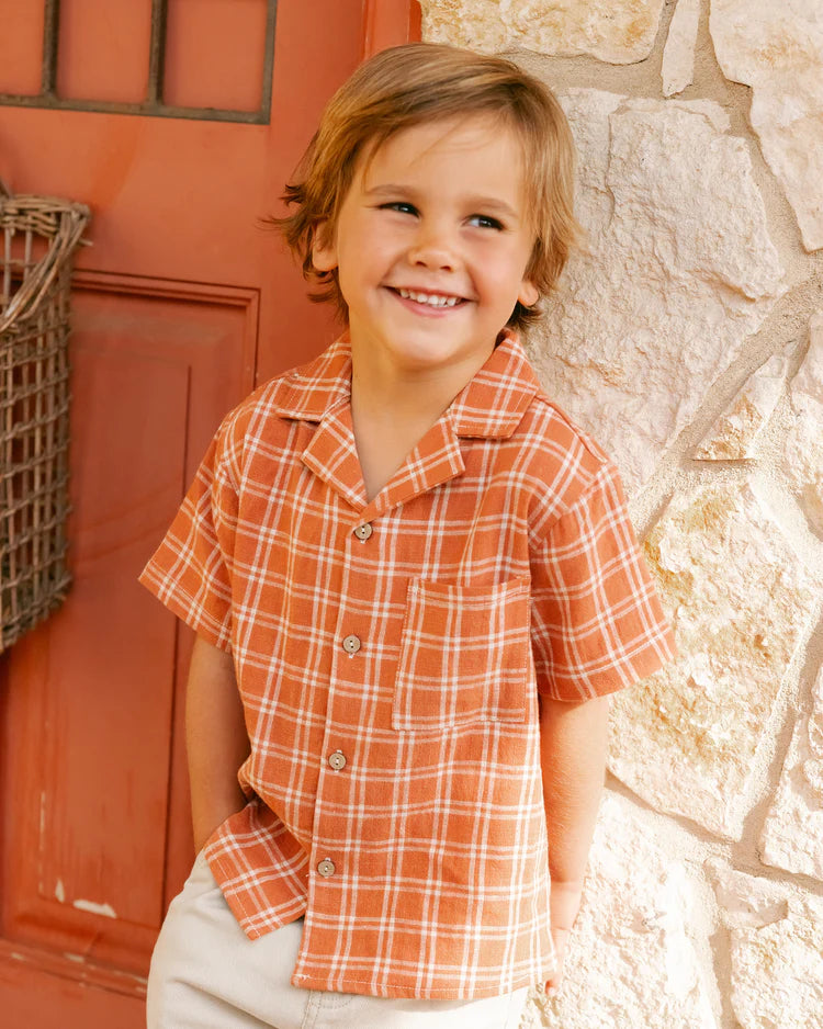 Lapel Collared Shirt | Poppy Check | Rylee & Cru