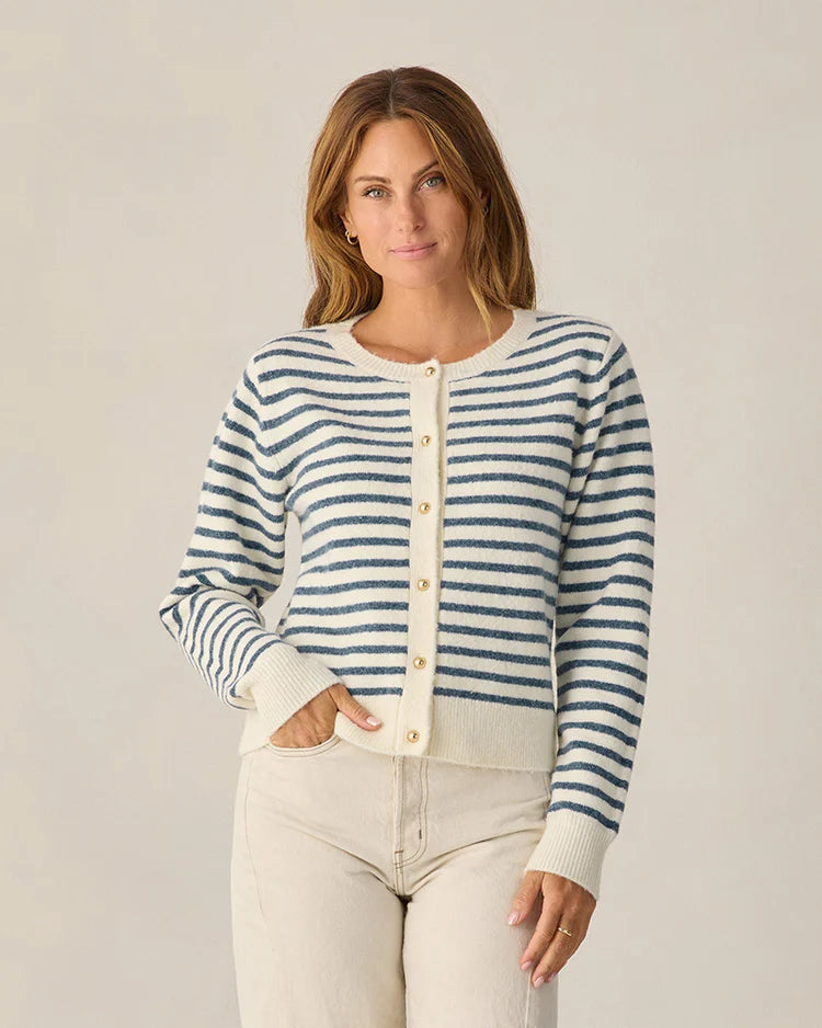 Ladies Classic Cardigan | Maritime Stripe | Rylee & Cru