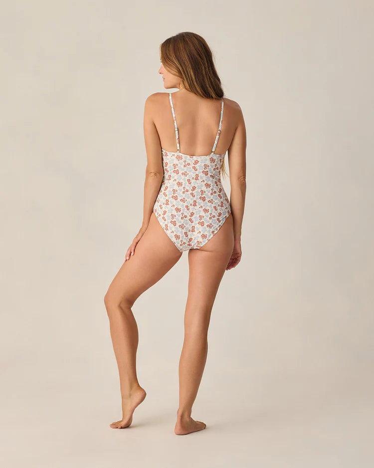 Women Keyhole One-Piece Swim Suit | Americana Floral | Rylee & Cru