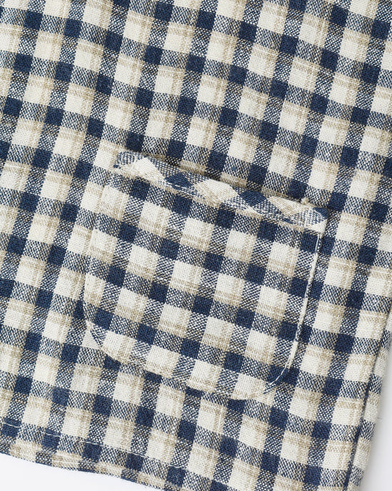 Woven Henley Tee | Navy Check | Rylee & Cru