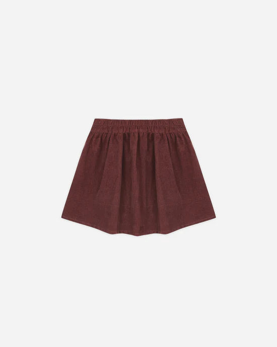 Button Front Mini Skirt | Burgundy | Rylee & Cru