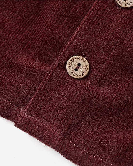 Button Front Mini Skirt | Burgundy | Rylee & Cru