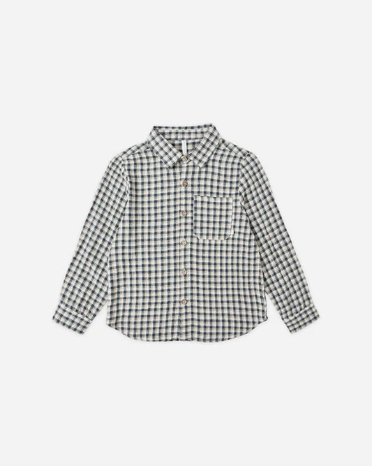 Collared Long Sleeve Shirt | Navy Check | Rylee & Cru