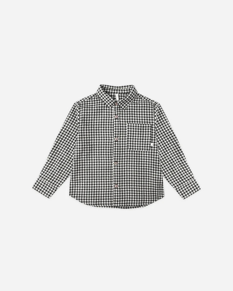 Collared Long Sleeve Shirt | Black Gingham | Rylee & Cru