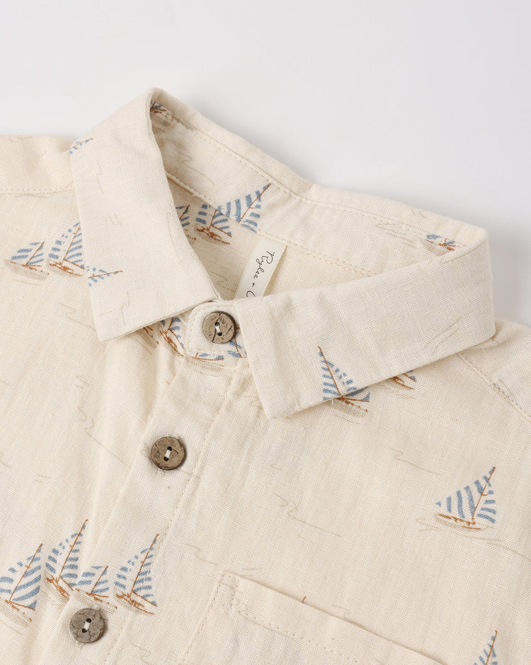 Collared Short Sleeve Shirt | Sail | Rylee & Cru