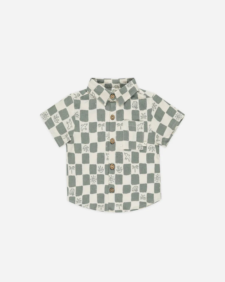 Collared Short Sleeve Shirt | Coastal Check | Rylee & Cru