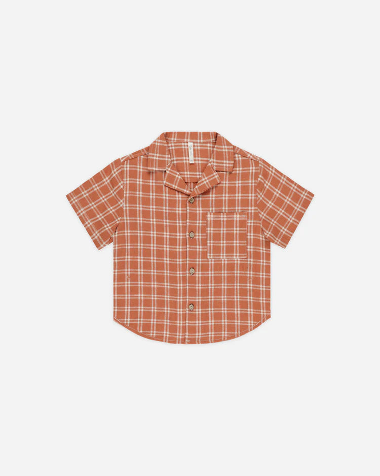 Lapel Collared Shirt | Poppy Check | Rylee & Cru
