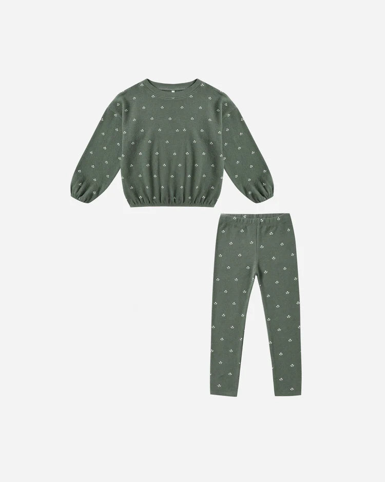 Spongey Knit Set | Evergreen Ditsy | Rylee & Cru