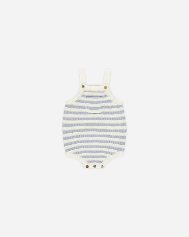 Ashton Knit Romper | Blue Stripe | Rylee & Cru