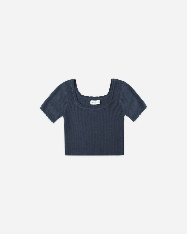 Scallop Tee | Navy | Rylee & Cru