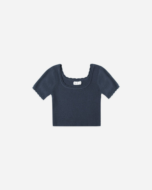 Scallop Tee | Navy | Rylee & Cru