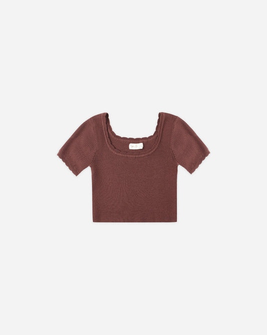 Scallop Tee | Burgundy | Rylee & Cru