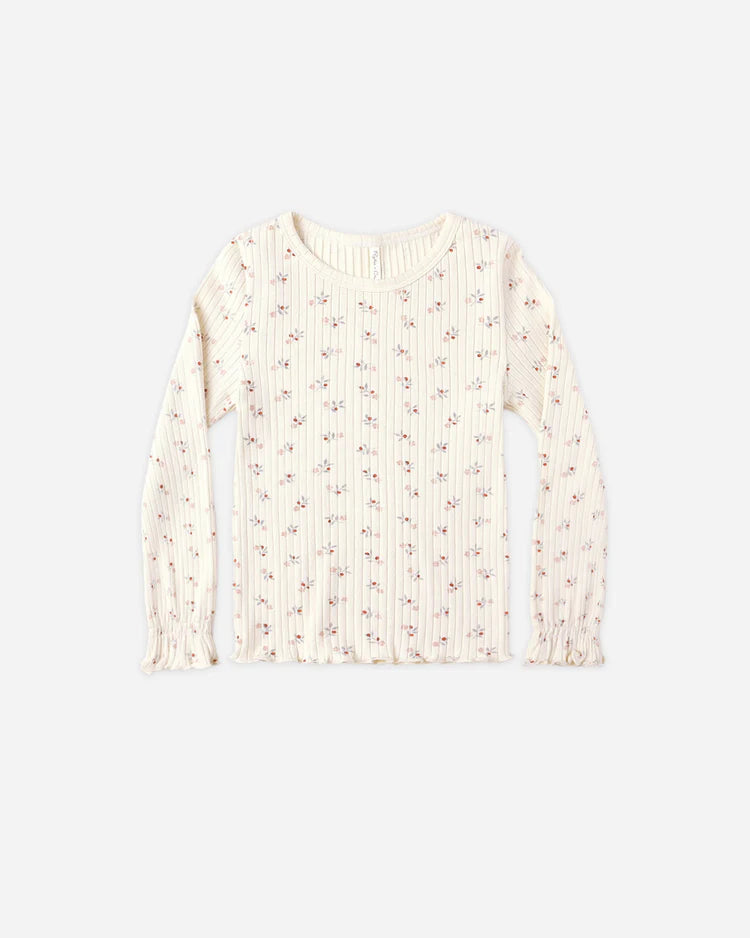Ribbed Long Sleeve Top | Natural Ditsy | Rylee & Cru