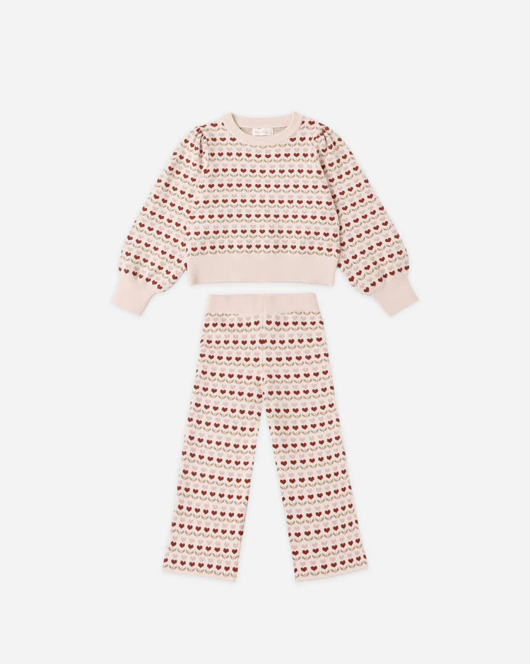 Jacquard Knit Set | Ruby Hearts | Rylee & Cru