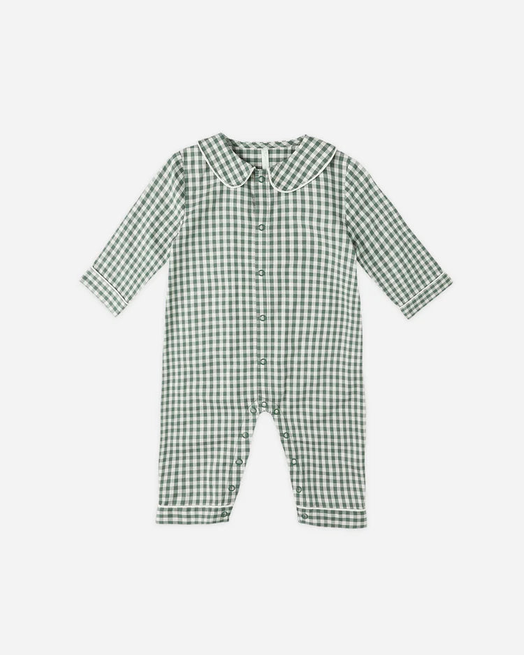 Baby Pajama Romper | Evergreen Gingham | Rylee & Cru