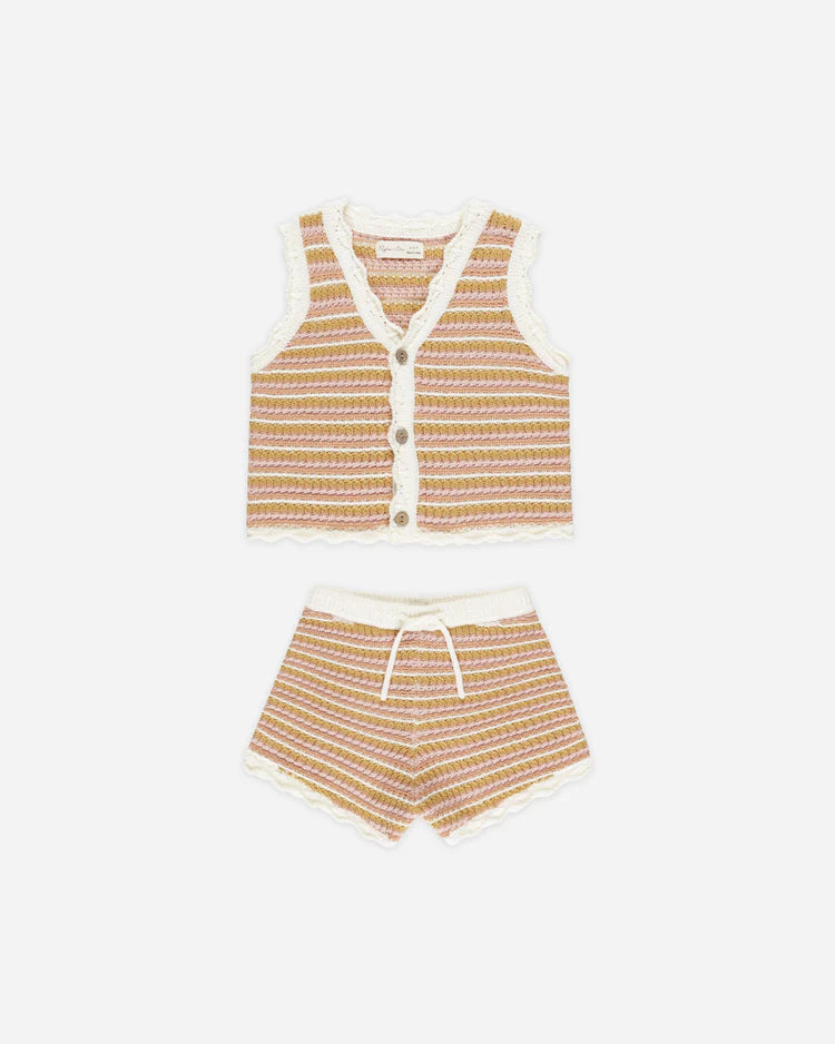 Scallop Crochet Set | Pink Stripe | Rylee & Cru