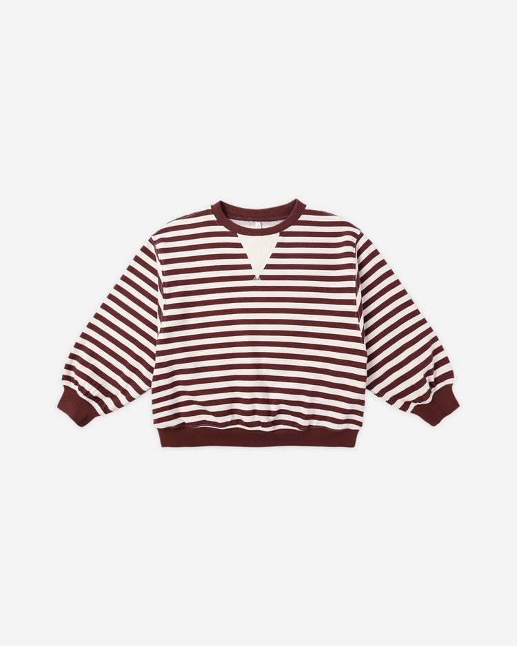 Oversized Crew | Burgundy Stripe | Rylee & Crew