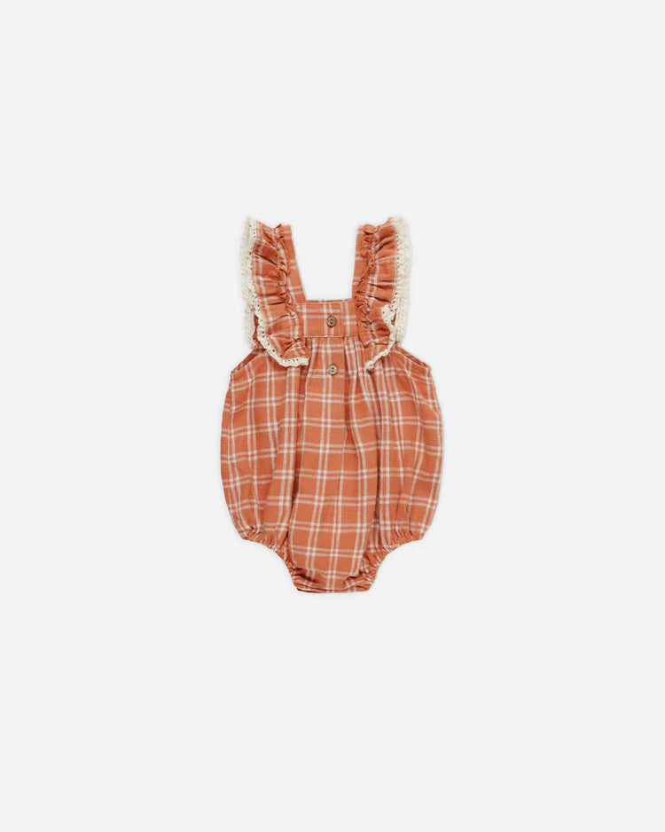 Maya Romper | Poppy Check | Rylee & Cru