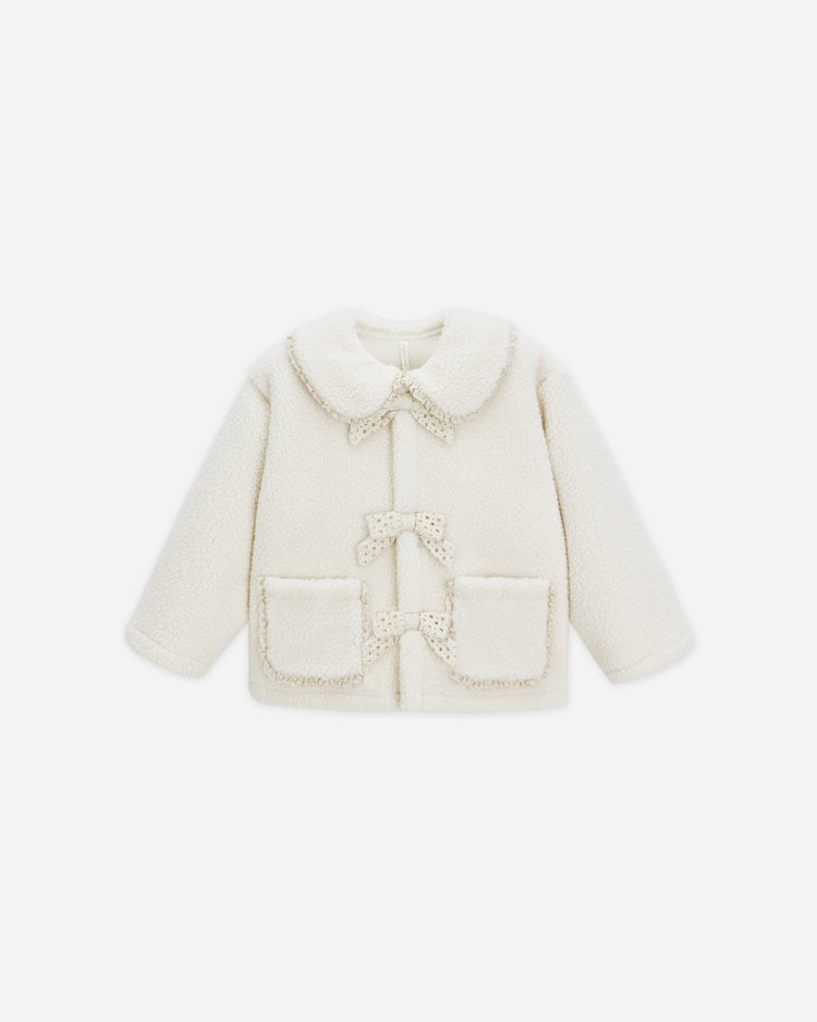 Shearling Collared Coat | Natural | Rylee & Cru