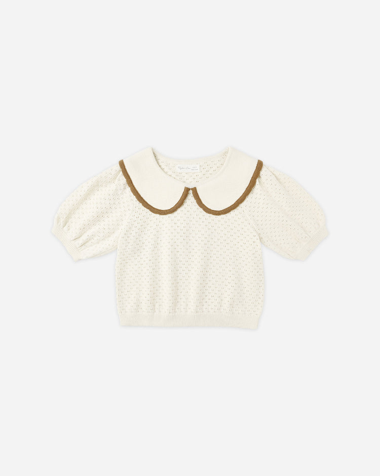 Pointelle Collared Top | Natural | Rylee & Cru