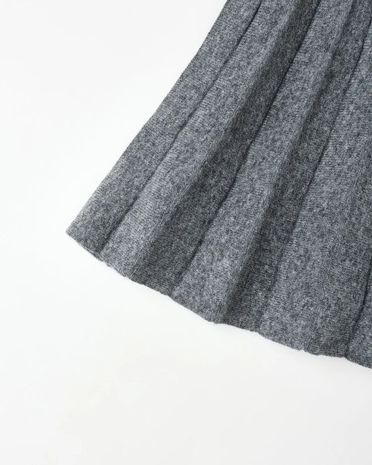Knit Pleated Skirt | Heathered Grey | Rylee & Cru
