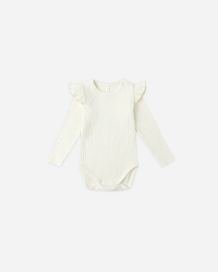 Shoulder Ruffle Bodysuit | Ivory | Rylee & Cru