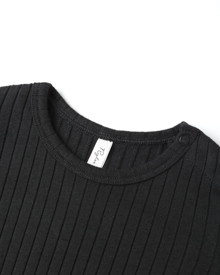 Shoulder Ruffle Bodysuit | Black | Rylee & Cru