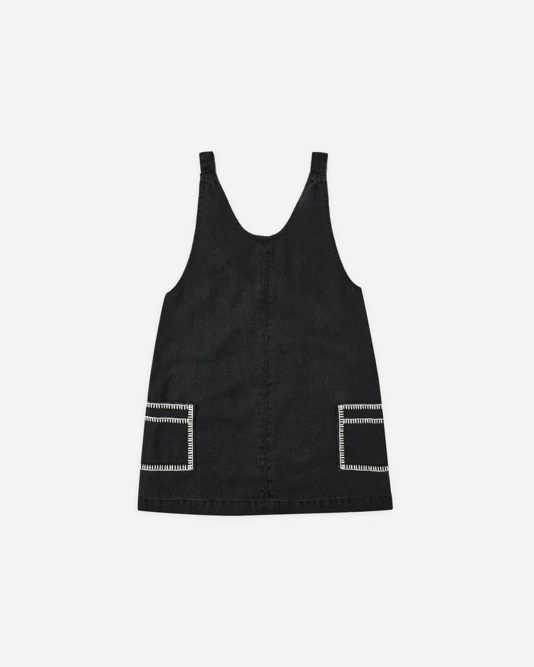 V-Neck Overall Dress | Washed Black | Rylee & Cru