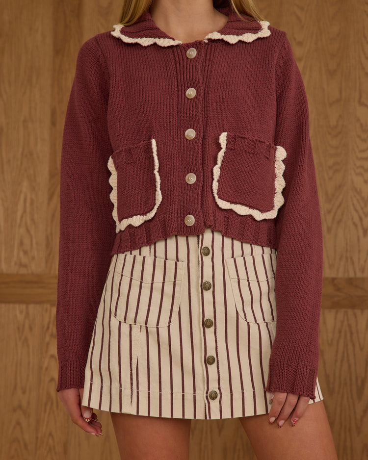 Teen Collared Cardigan | Burgundy | Rylee & Cru