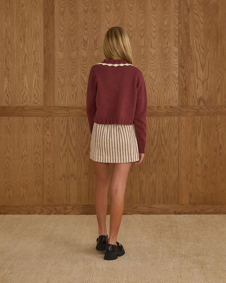 Teen Collared Cardigan | Burgundy | Rylee & Cru