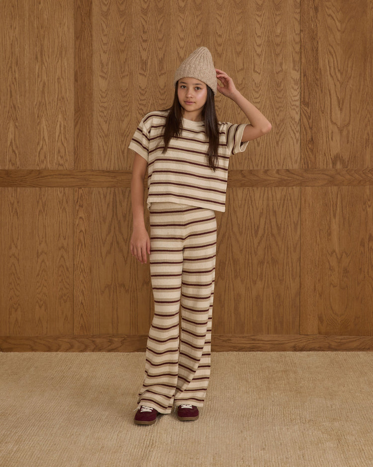 Teen Knit Wide Leg | Burgundy Stripe | Rylee & Cru