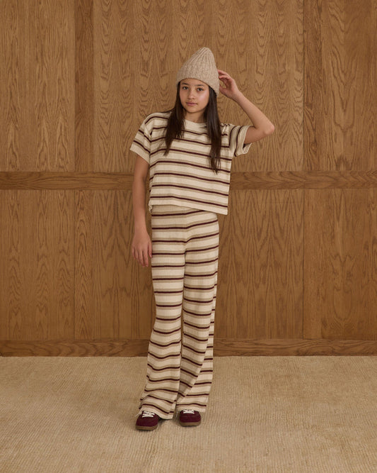Teen Knit Wide Leg | Burgundy Stripe | Rylee & Cru