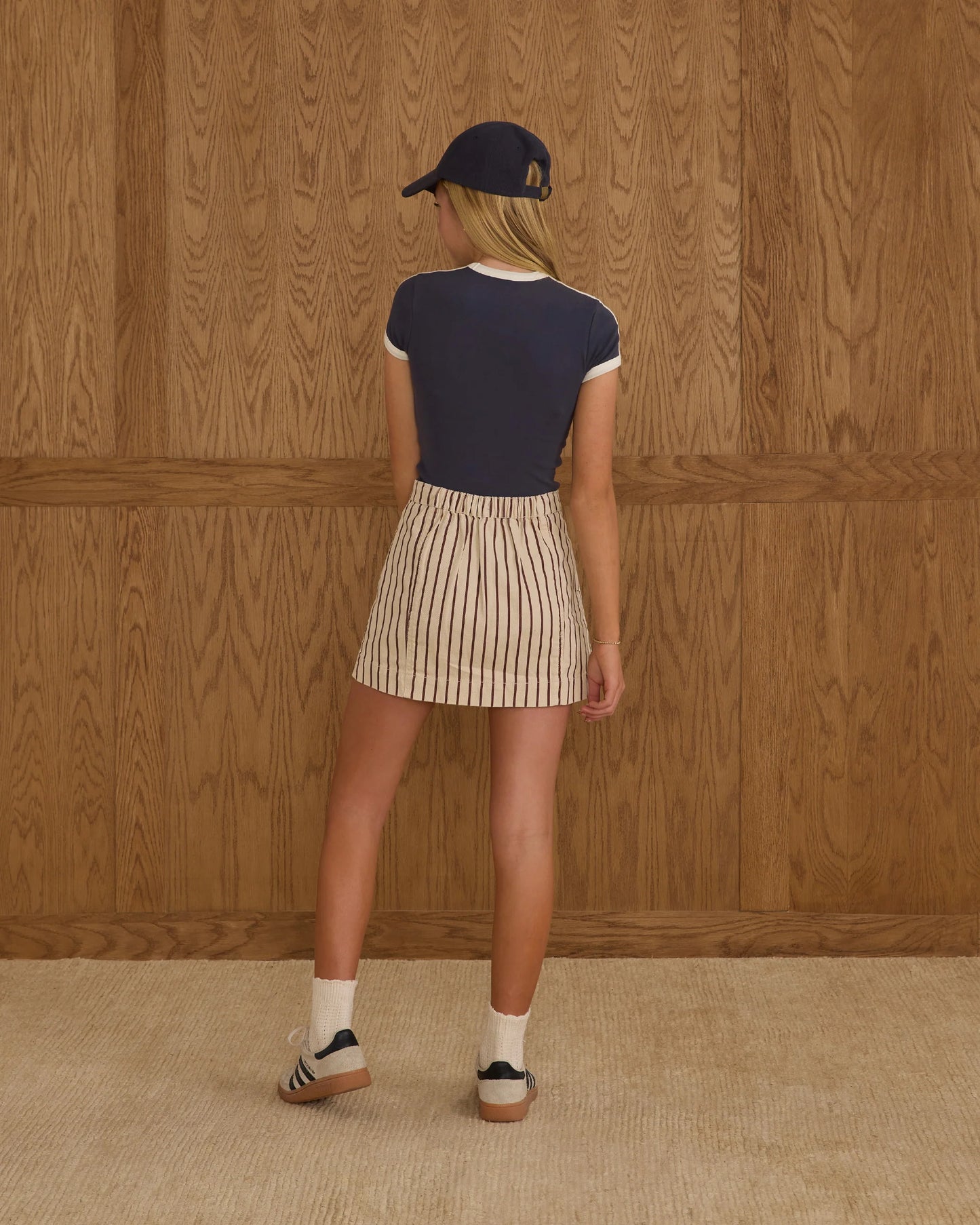 Teen Denver Mini Skirt | Burgundy Pinstripe | Rylee & Cru