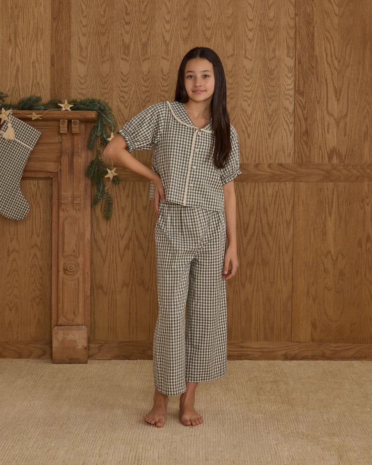 Teen Ruffle Pajamas | Evergreen Gingham | Rylee & Cru