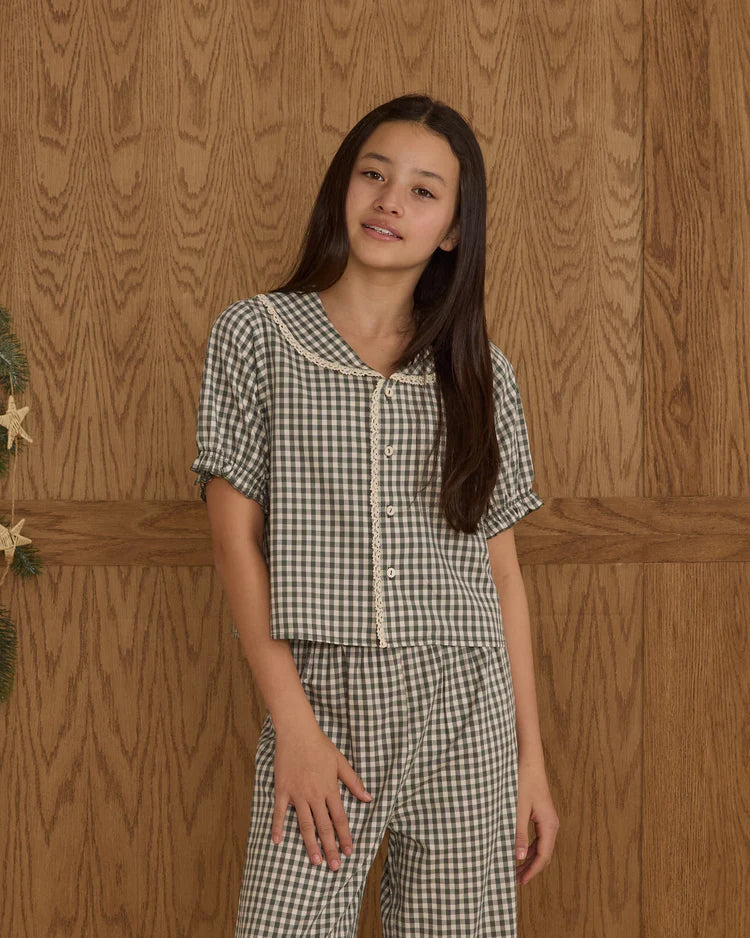 Teen Ruffle Pajamas | Evergreen Gingham | Rylee & Cru