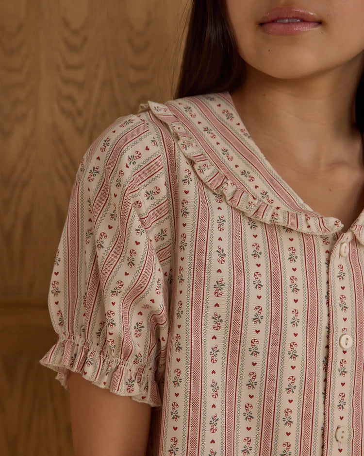 Teen Ruffle Pajamas | Candy Cane Stripe | Rylee & Cru