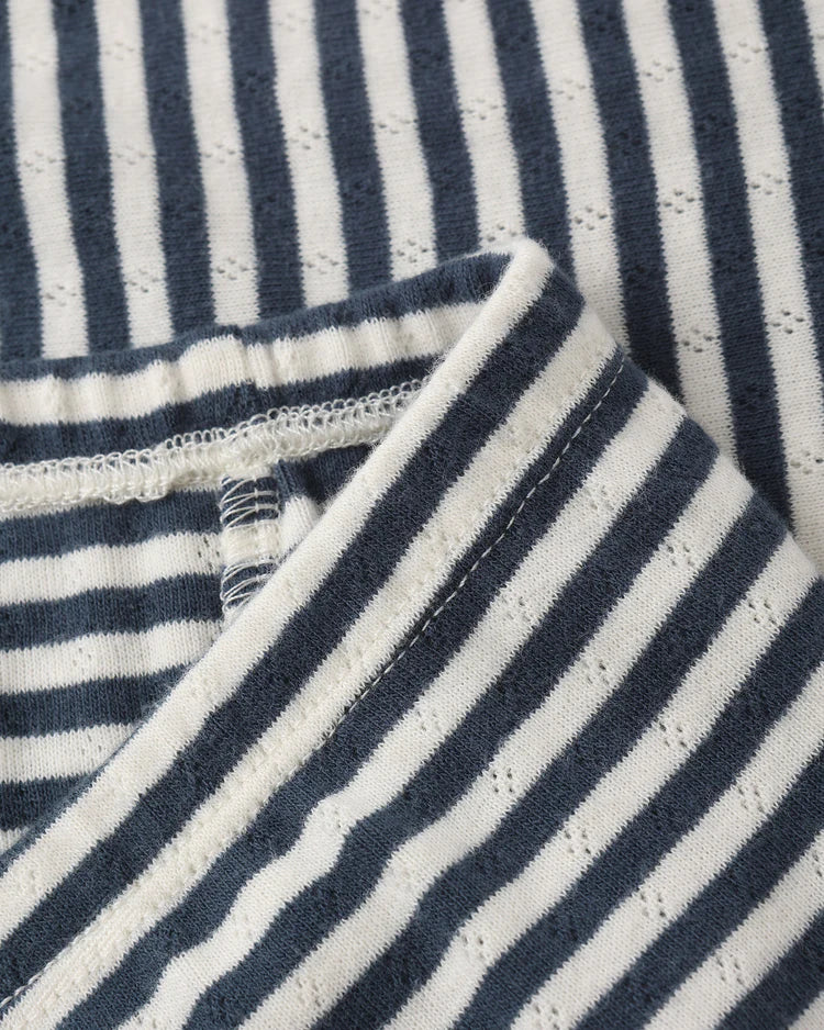 Teen Pointelle Short + Tee Set | Navy Stripe | Rylee & Cru