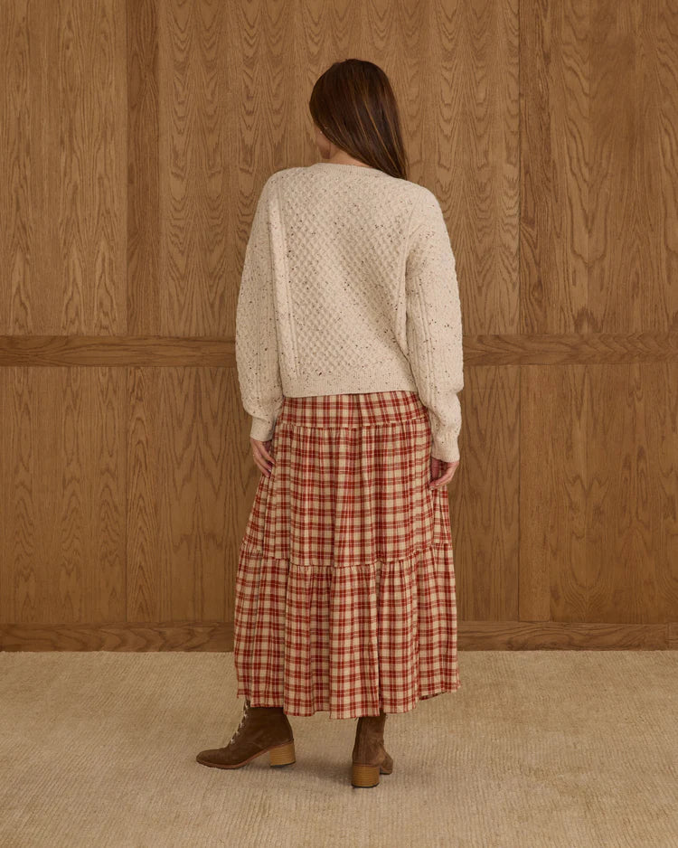 Tiered Midi Skirt | Red Plaid | Rylee & Cru