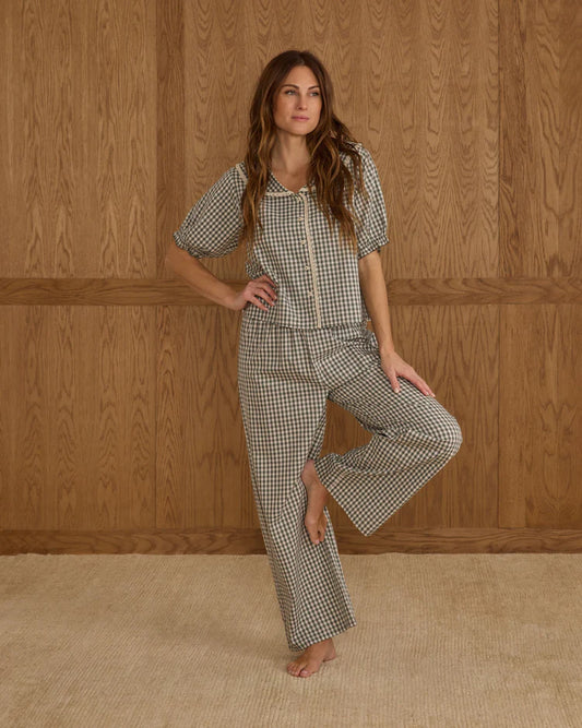 Ruffle Pajamas (Ladies)| Evergreen Gingham | Rylee & Cru