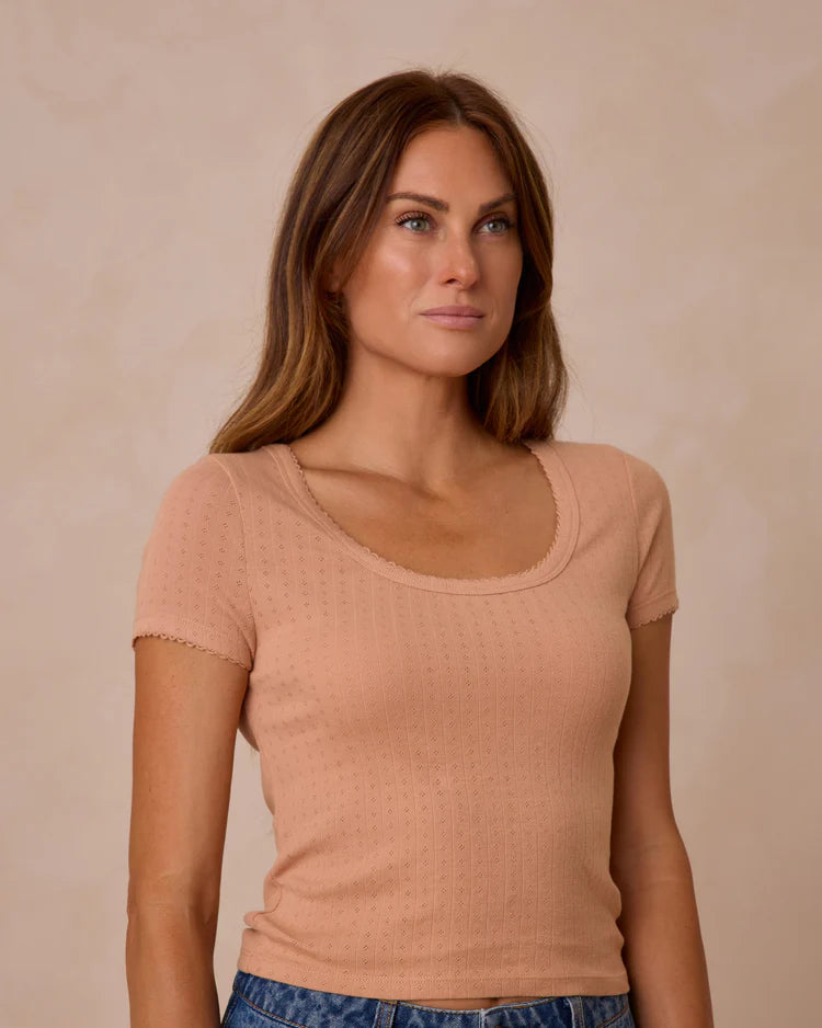 Pointelle Tee | Grapefruit | Rylee & Cru