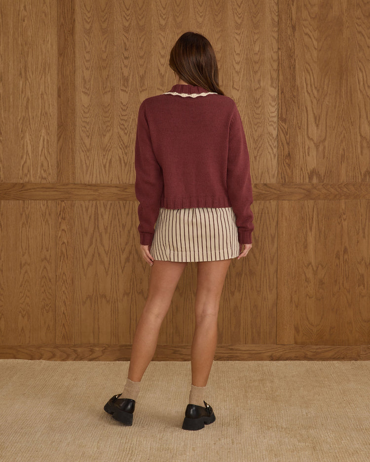Collared Cardigan | Burgundy | Rylee & Cru