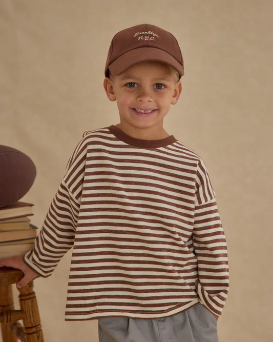 Camden Long Sleeve Tee | Brown Stripe | Rylee Cru