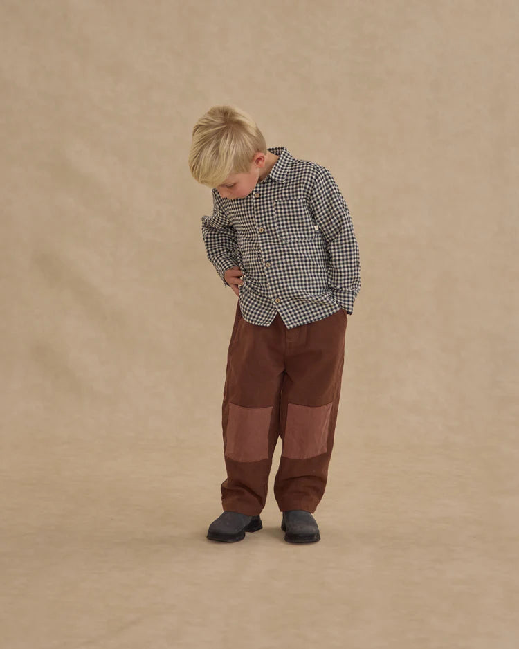Collared Long Sleeve Shirt | Black Gingham | Rylee & Cru