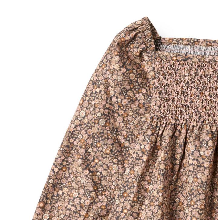 Long Sleeve Bella Dress | Black Sea Garden | Wheat Clothing