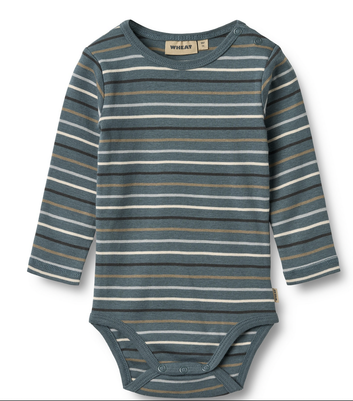 Long Sleeve Bodysuit Freddie | Blue Multi Stripe | Wheat Clothing