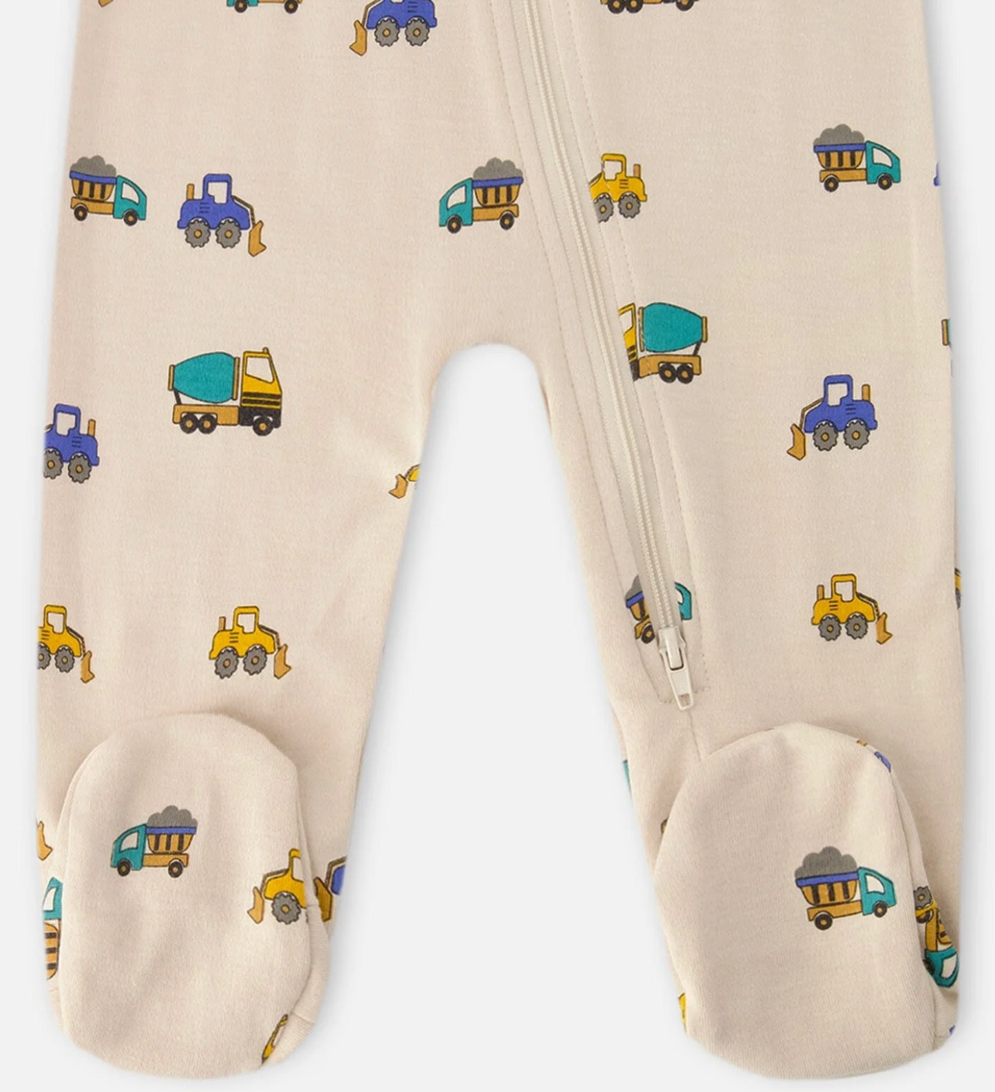 Organic One Piece PJ | Truck Print on Beige | Deux Par Deux